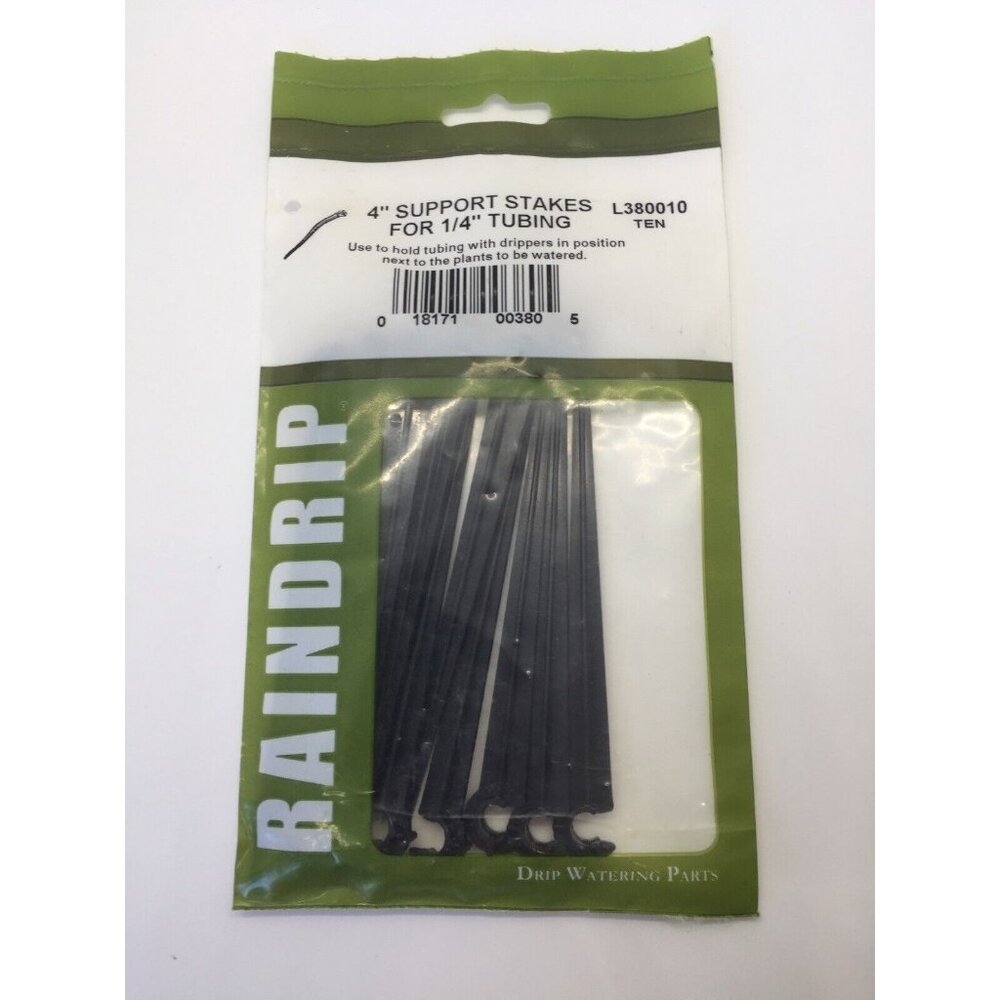 Raindrip L380010 Ten 10-Count 4-Inch Support Stakes for 1/4-Inch Tubing New